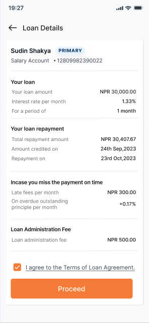 1-month Loan Details
